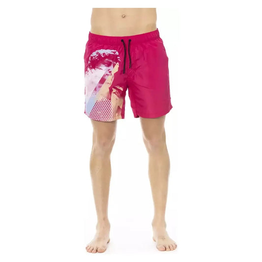 Bikkembergs Fuchsia Swim Shorts with Side Print Detail Bikkembergs