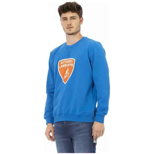 Automobili Lamborghini Cerulean Crewneck with Maxi Logo Print Automobili Lamborghini