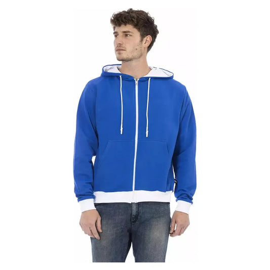 Elegant Blue Wool Hoodie with Rear Logo