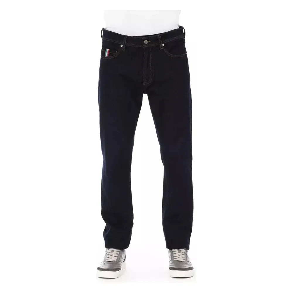 Chic Tricolor Detail Men's Designer Jeans