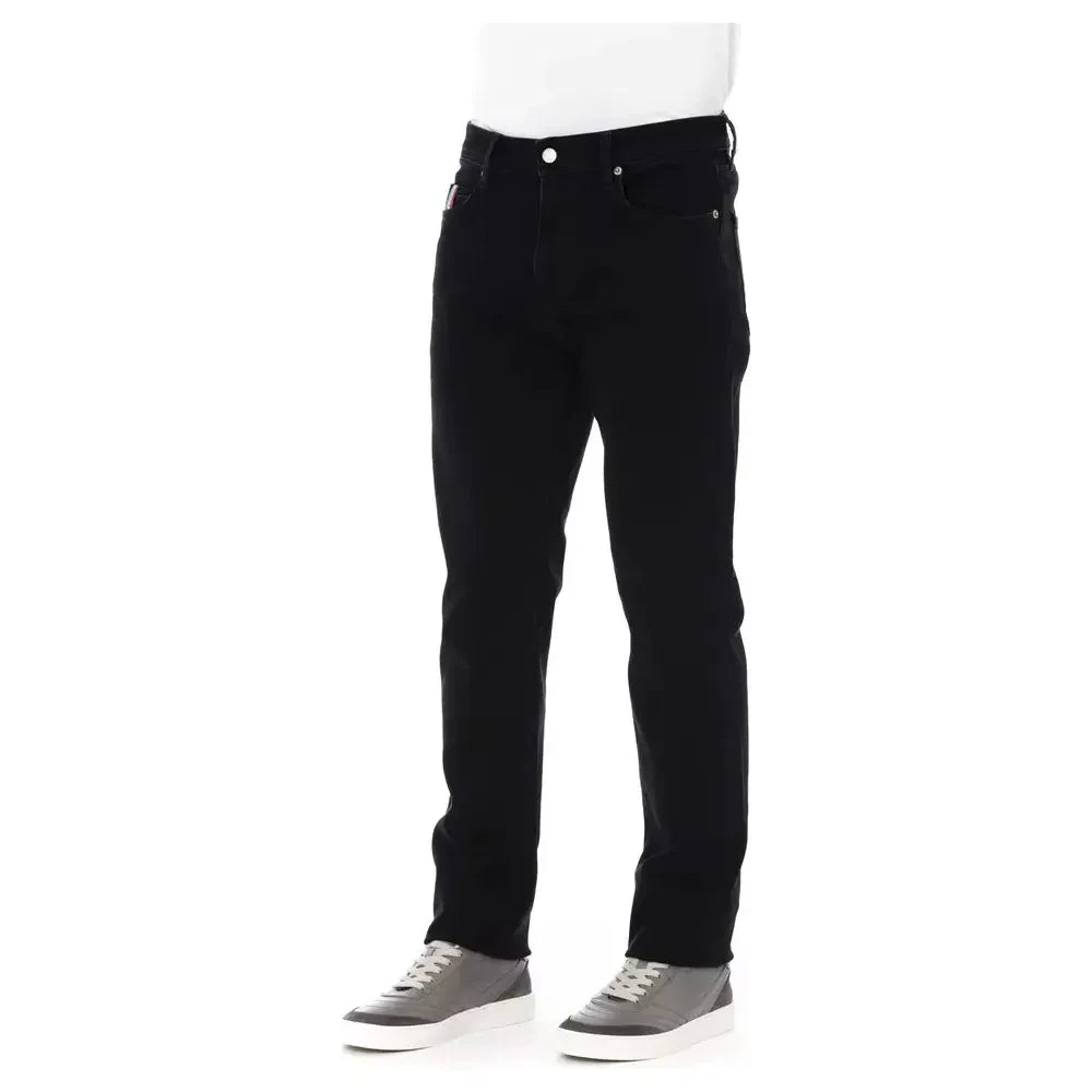 Elegant Black Cotton Blend Jeans