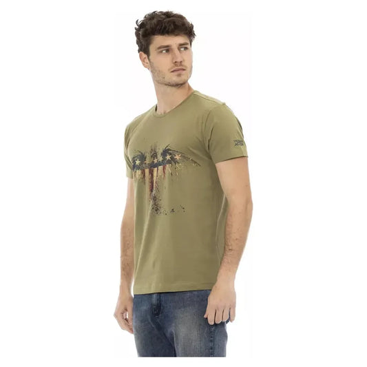 Elegant Green Tee with Artistic Front Print