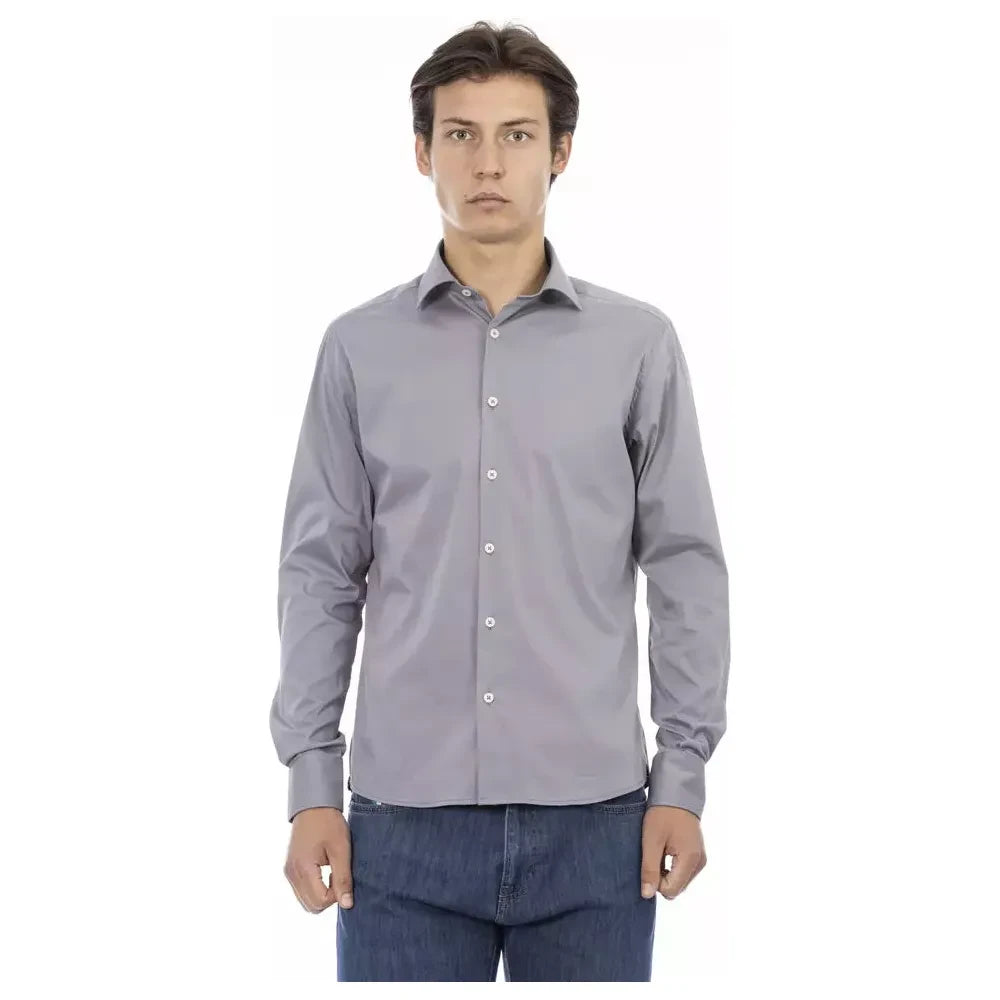 Chic Gray Slim Fit Designer Shirt