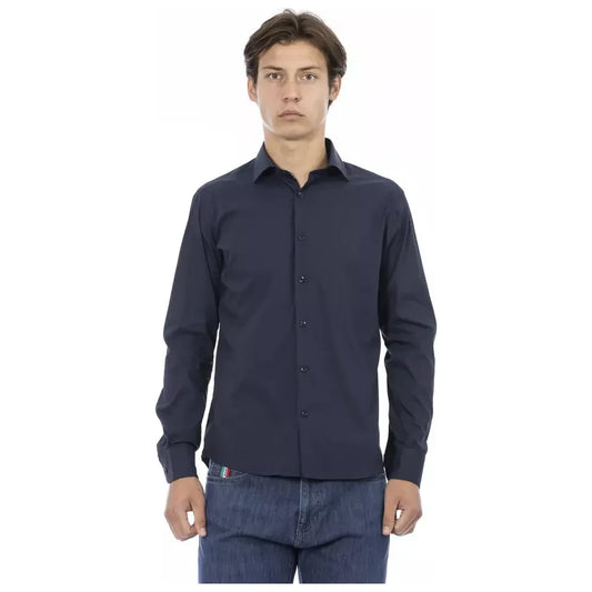 Sleek Blue Slim-Fit Designer Shirt