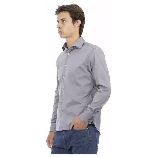 Chic Gray Slim Fit Designer Shirt