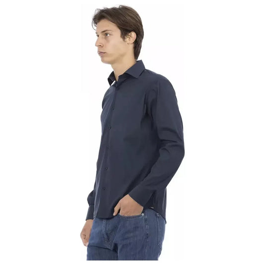 Sleek Blue Slim-Fit Designer Shirt