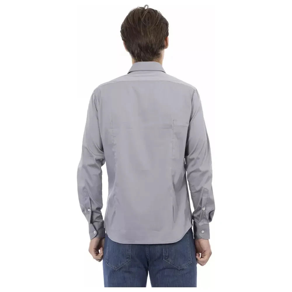 Chic Gray Slim Fit Designer Shirt