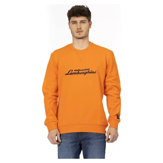 Sleek Orange Crewneck Sweatshirt with Sleeve Logo