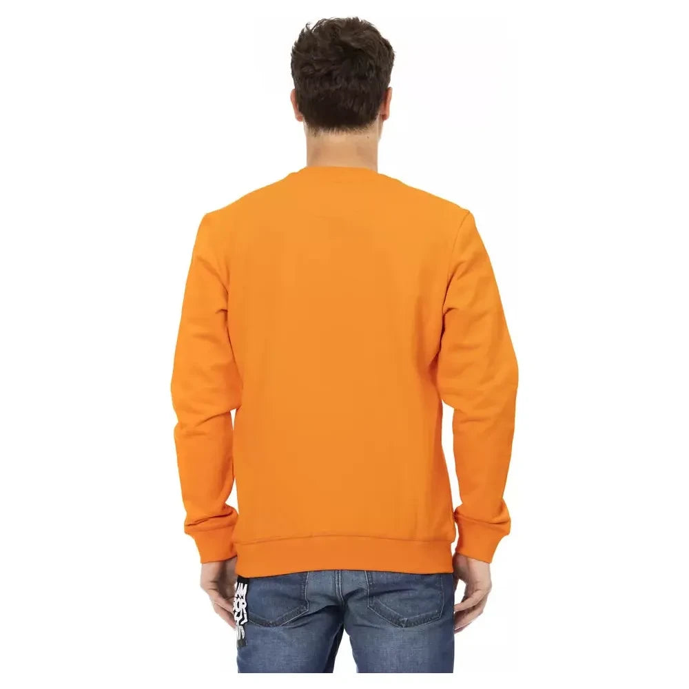 Automobili Lamborghini Sleek Orange Crewneck Sweatshirt with Sleeve Logo Automobili Lamborghini