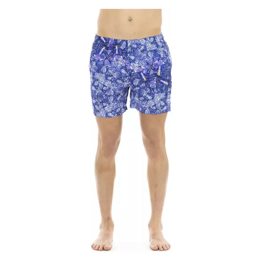 Chic Light Blue Printed Beach Shorts