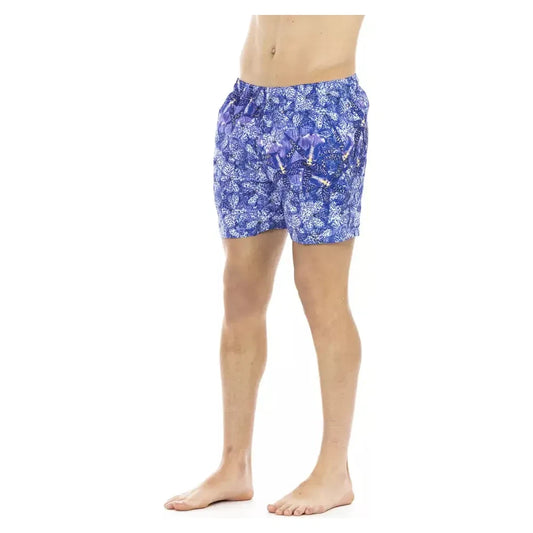 Chic Light Blue Printed Beach Shorts