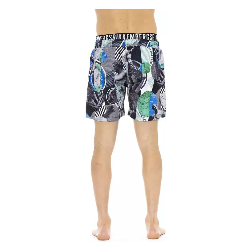 Multicolor Printed Swim Shorts with Drawstring