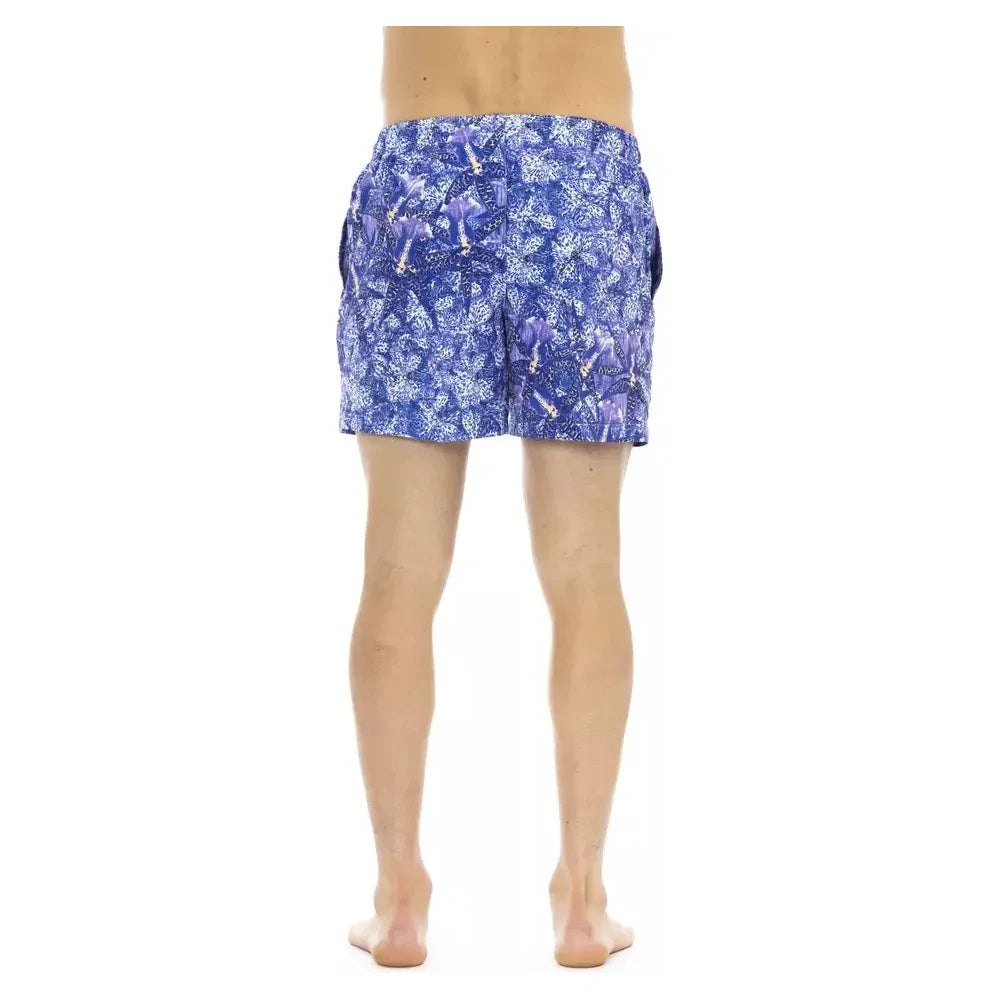 Chic Light Blue Printed Beach Shorts