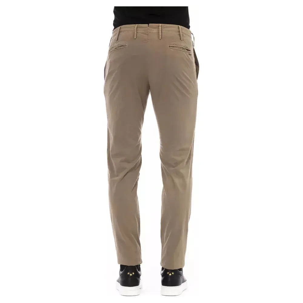 Elegant Beige Cotton Blend Trousers