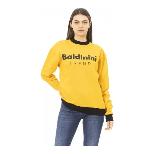 Chic Yellow Cotton Fleece Hoodie with Logo