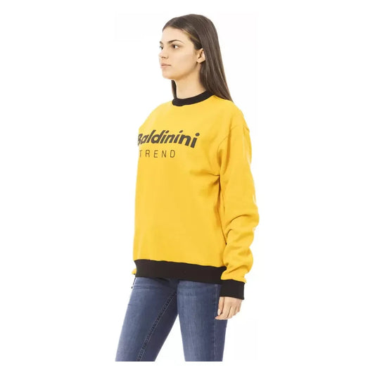 Chic Yellow Cotton Fleece Hoodie with Logo