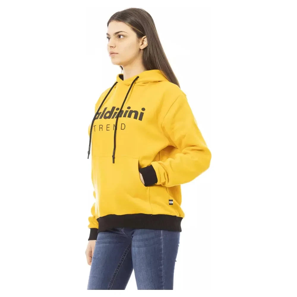 Chic Yellow Cotton Fleece Hoodie with Maxi Pocket