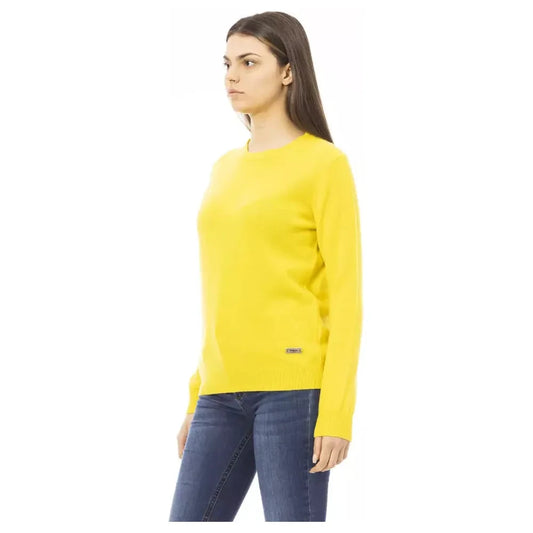 Baldinini Trend Chic Wool-Cashmere Crewneck Sweater in Yellow Baldinini Trend