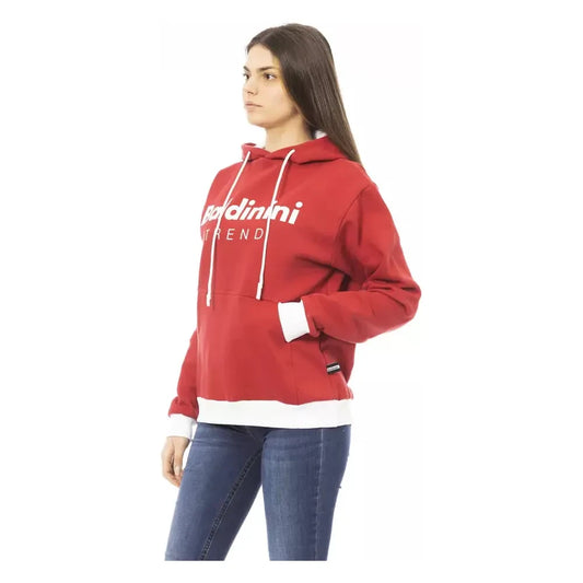 Chic Red Cotton Hoodie with Front Logo