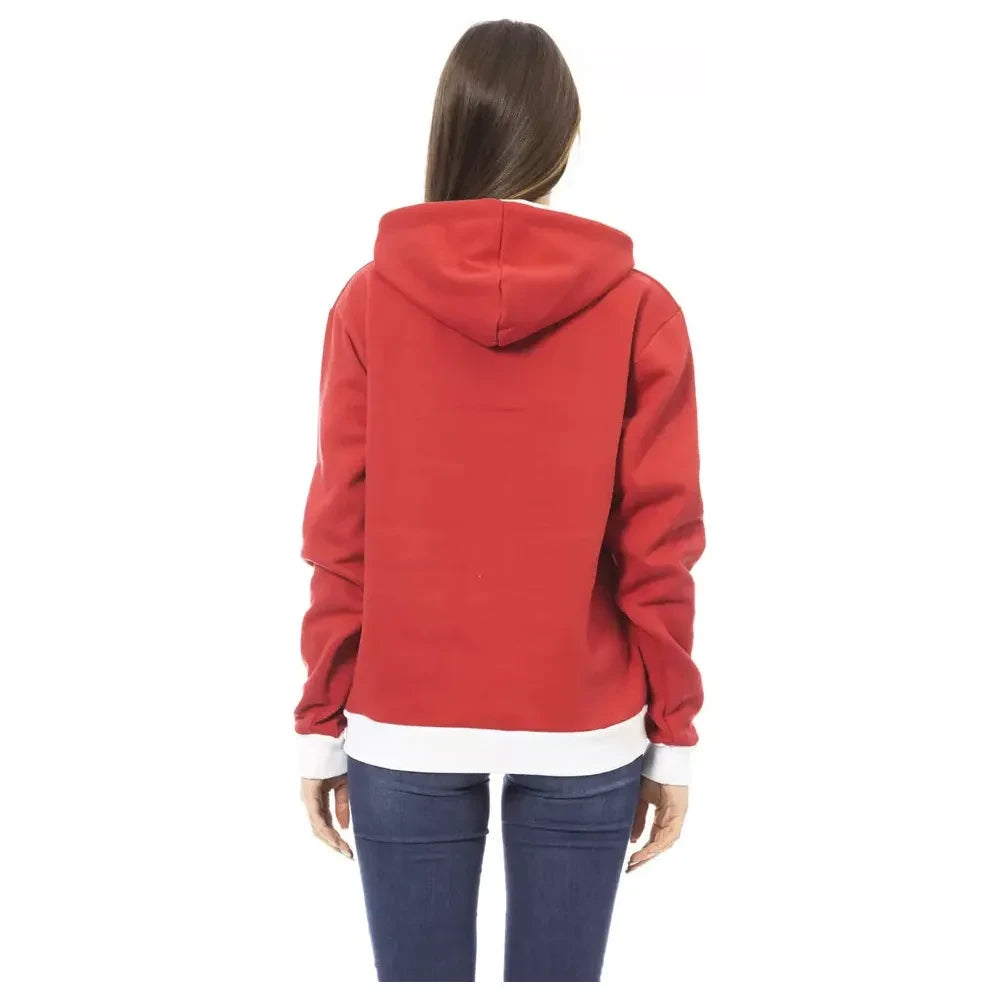 Chic Red Cotton Hoodie with Front Logo