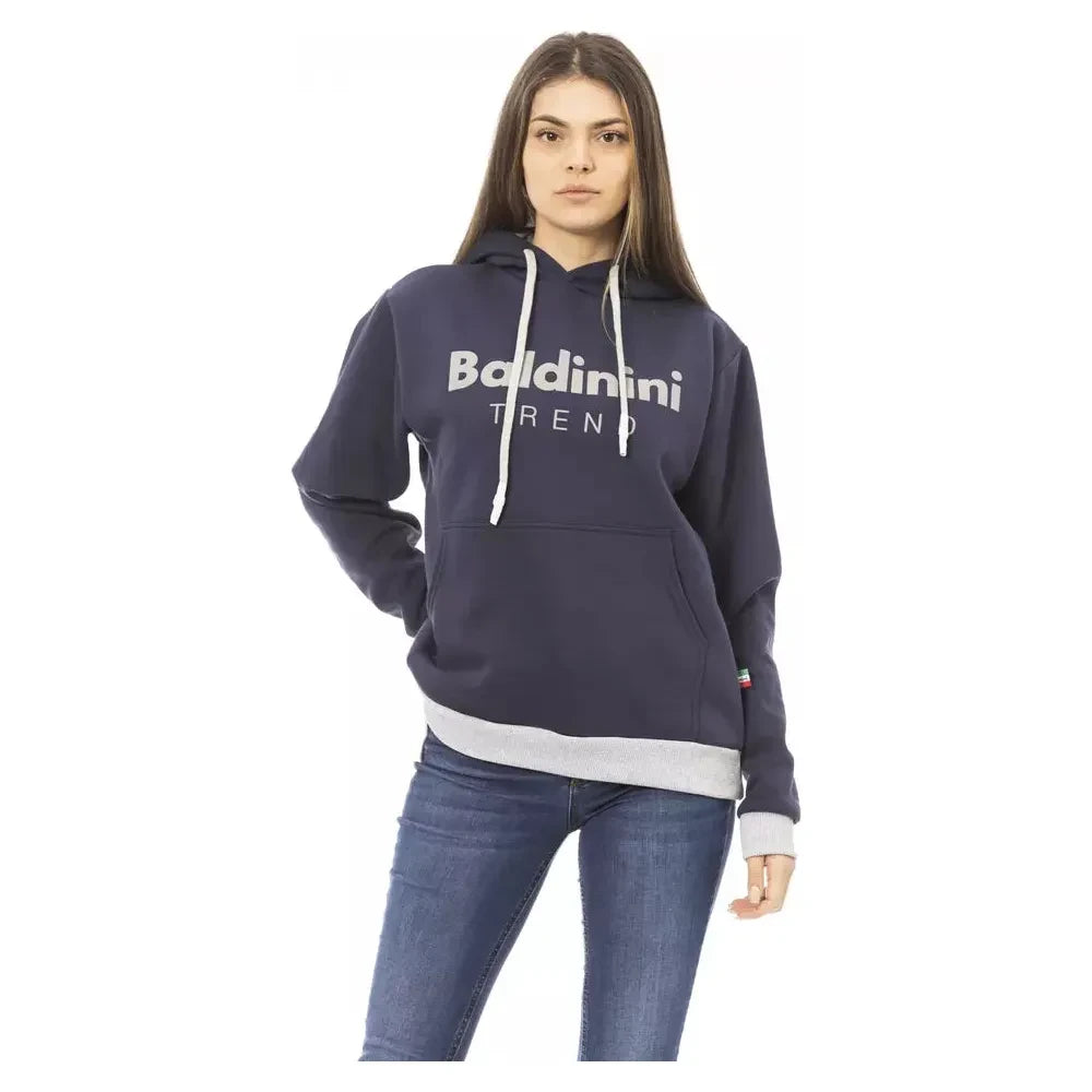 Chic Blue Cotton Hoodie with Front Logo