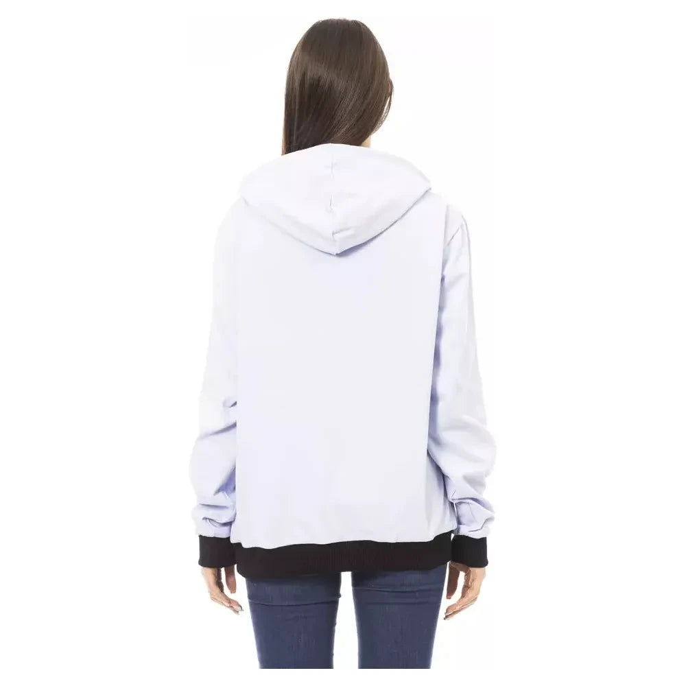 Chic Purple Cotton Hoodie with Front Logo