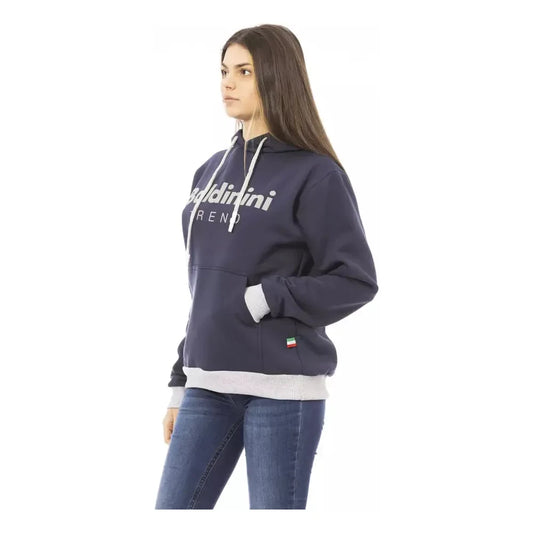 Baldinini Trend Chic Blue Cotton Hoodie with Front Logo Baldinini Trend