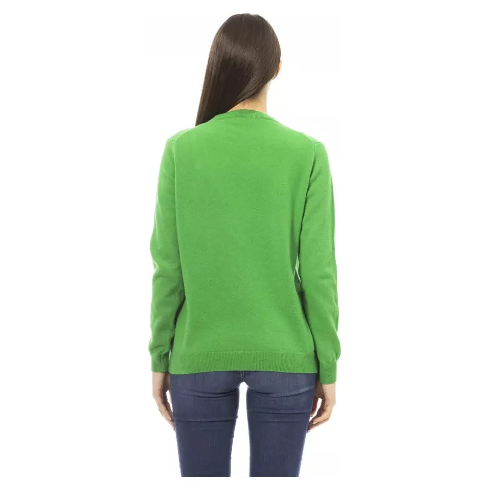 Emerald Elegance Wool-Cashmere Sweater