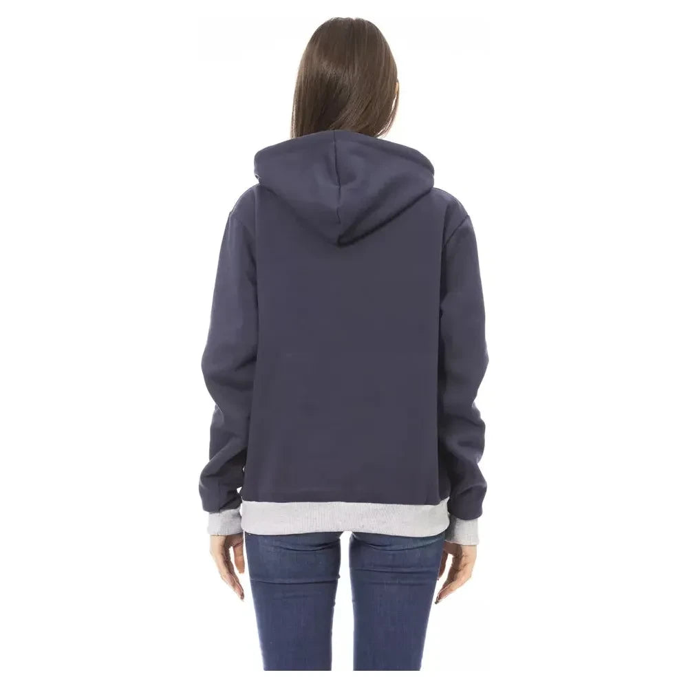 Chic Blue Cotton Hoodie with Front Logo