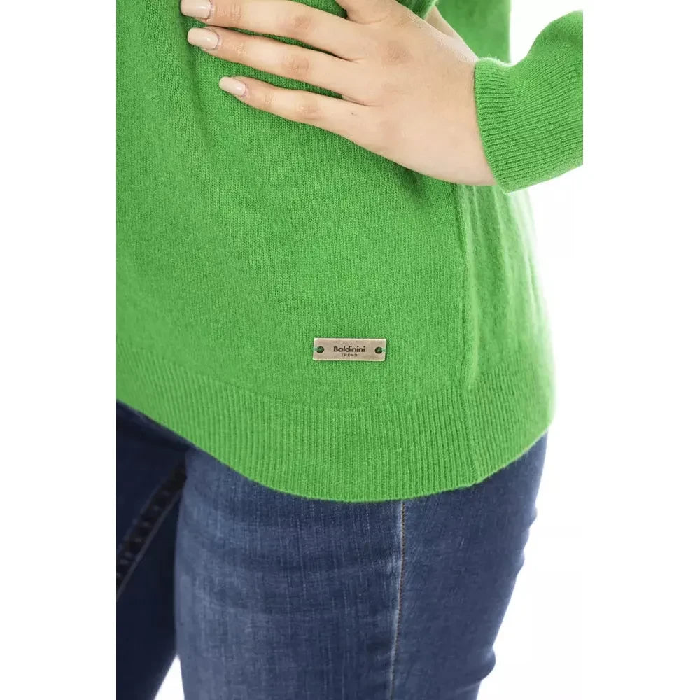 Emerald Elegance Wool-Cashmere Sweater