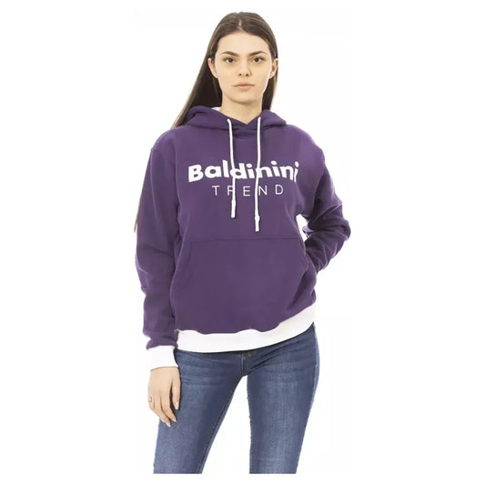 Purple Cotton Fleece Hoodie with Logo