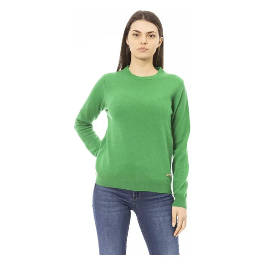 Elegant Green Wool-Cashmere Crewneck Sweater