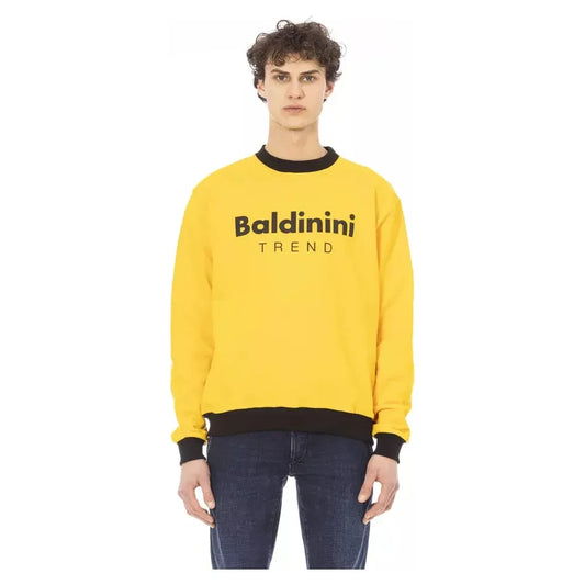 Radiant Yellow Cotton Hoodie with Logo Accent