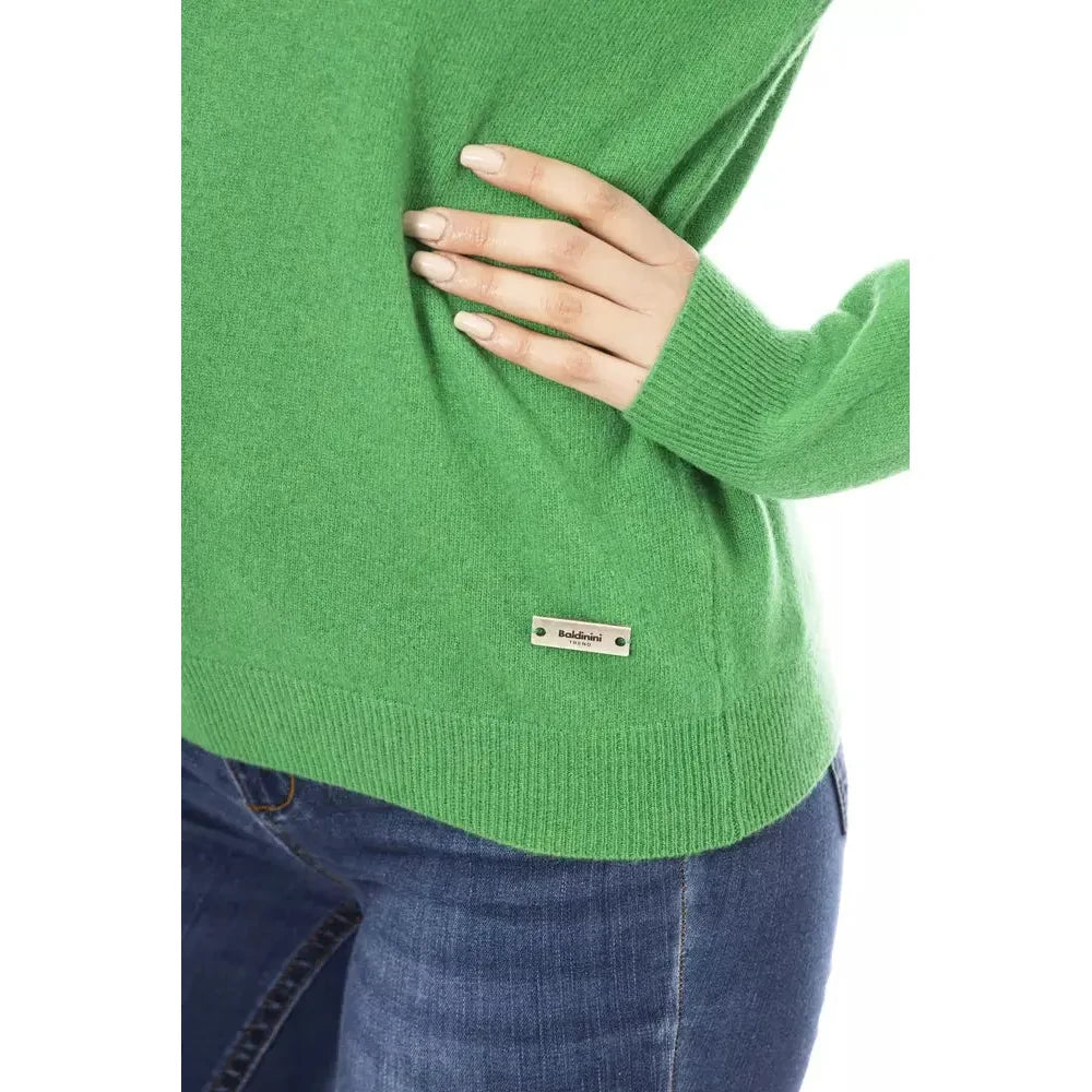 Elegant Green Wool-Cashmere Crewneck Sweater