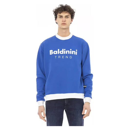 Sleek Blue Cotton Fleece Hoodie with Front Logo