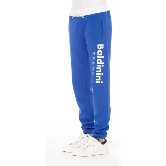 Chic Blue Cotton Sport Pants with Lace Closure