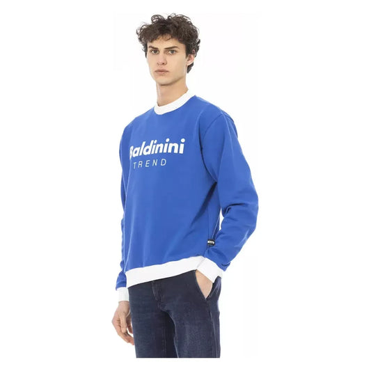 Sleek Blue Cotton Fleece Hoodie with Front Logo