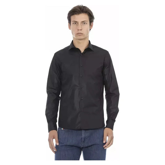 Elegant Black Italian Slim Fit Shirt