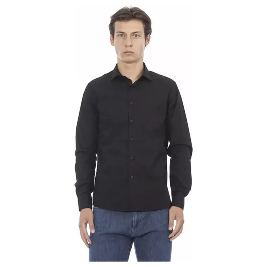 Elegant Black Slim Fit Cotton Shirt