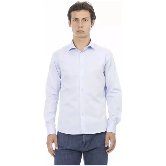 Baldinini Trend Elegant Slim Fit Light Blue Cotton Shirt Baldinini Trend