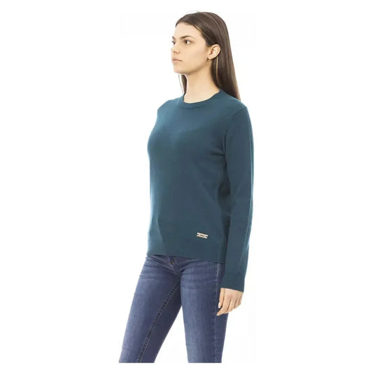 Baldinini Trend Elegant Crewneck Wool-Cashmere Sweater in Green Baldinini Trend