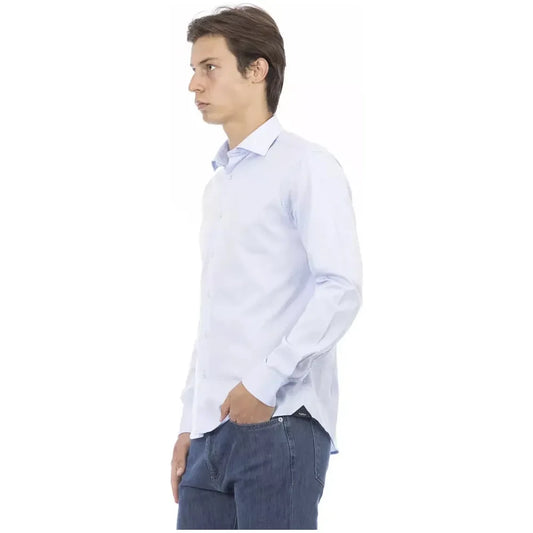 Baldinini Trend Elegant Slim Fit Light Blue Cotton Shirt Baldinini Trend