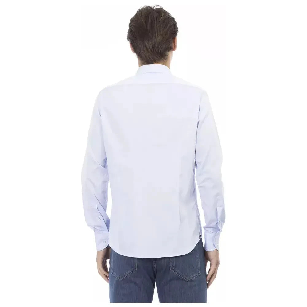 Elegant Slim Fit Light Blue Cotton Shirt