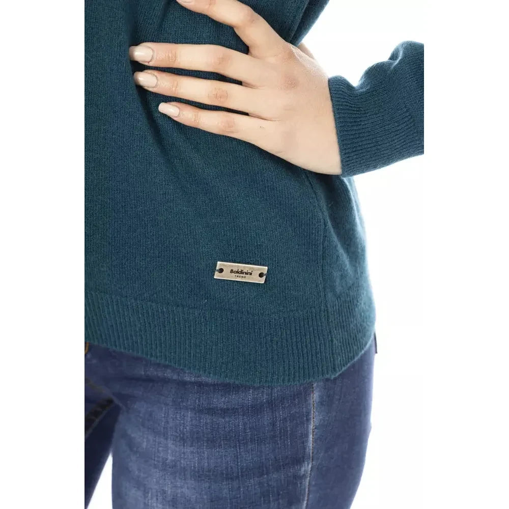 Elegant Crewneck Wool-Cashmere Sweater in Green