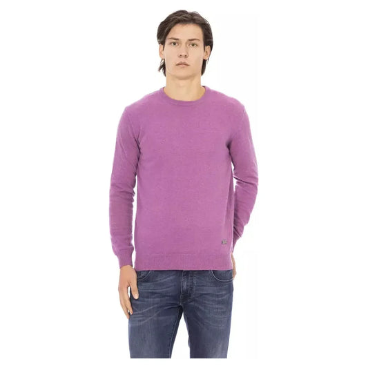 Baldinini Trend Elegant Purple Wool-Blend Crewneck Sweater Baldinini Trend