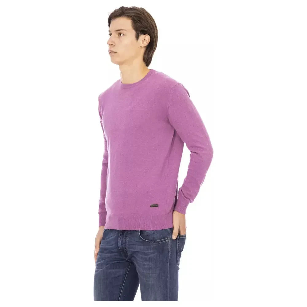 Elegant Purple Wool-Blend Crewneck Sweater