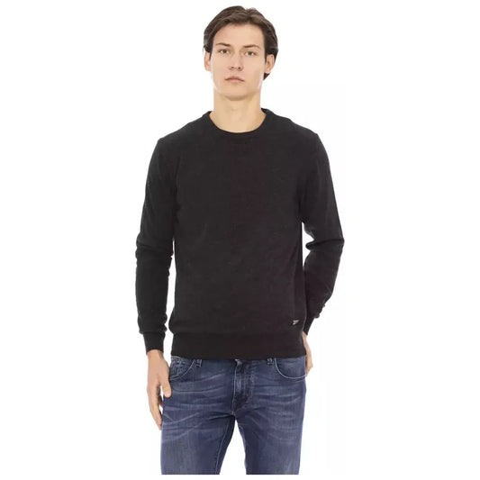 Baldinini Trend Black Wool Men Sweater Baldinini Trend