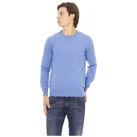 Elegant Light Blue Crewneck Sweater for Men