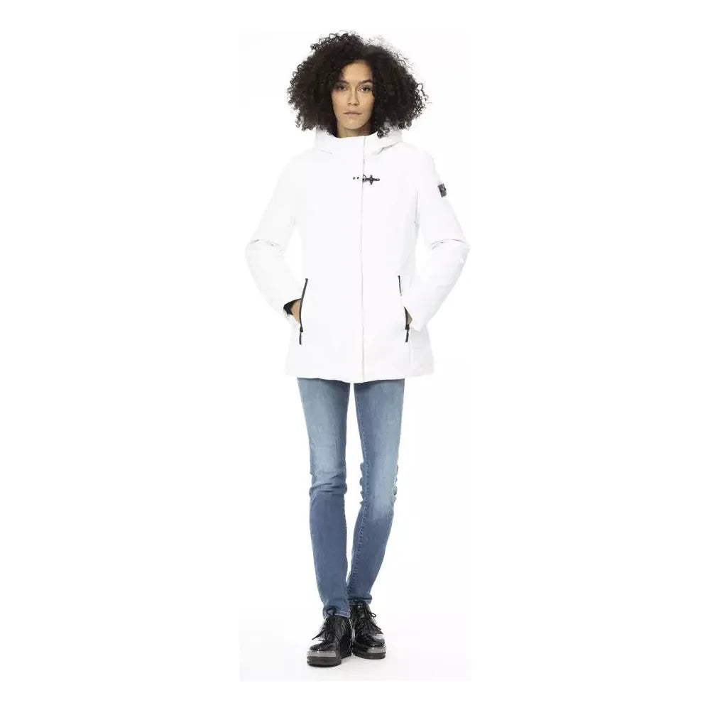 Sleek White Down Jacket with Adjustable Hood