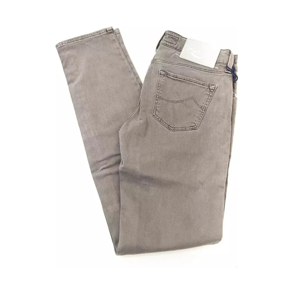 Chic Vintage-Inspired Gray 5-Pocket Jeans